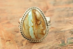 Genuine Boulder Turquoise Sterling Silver Navajo Ring